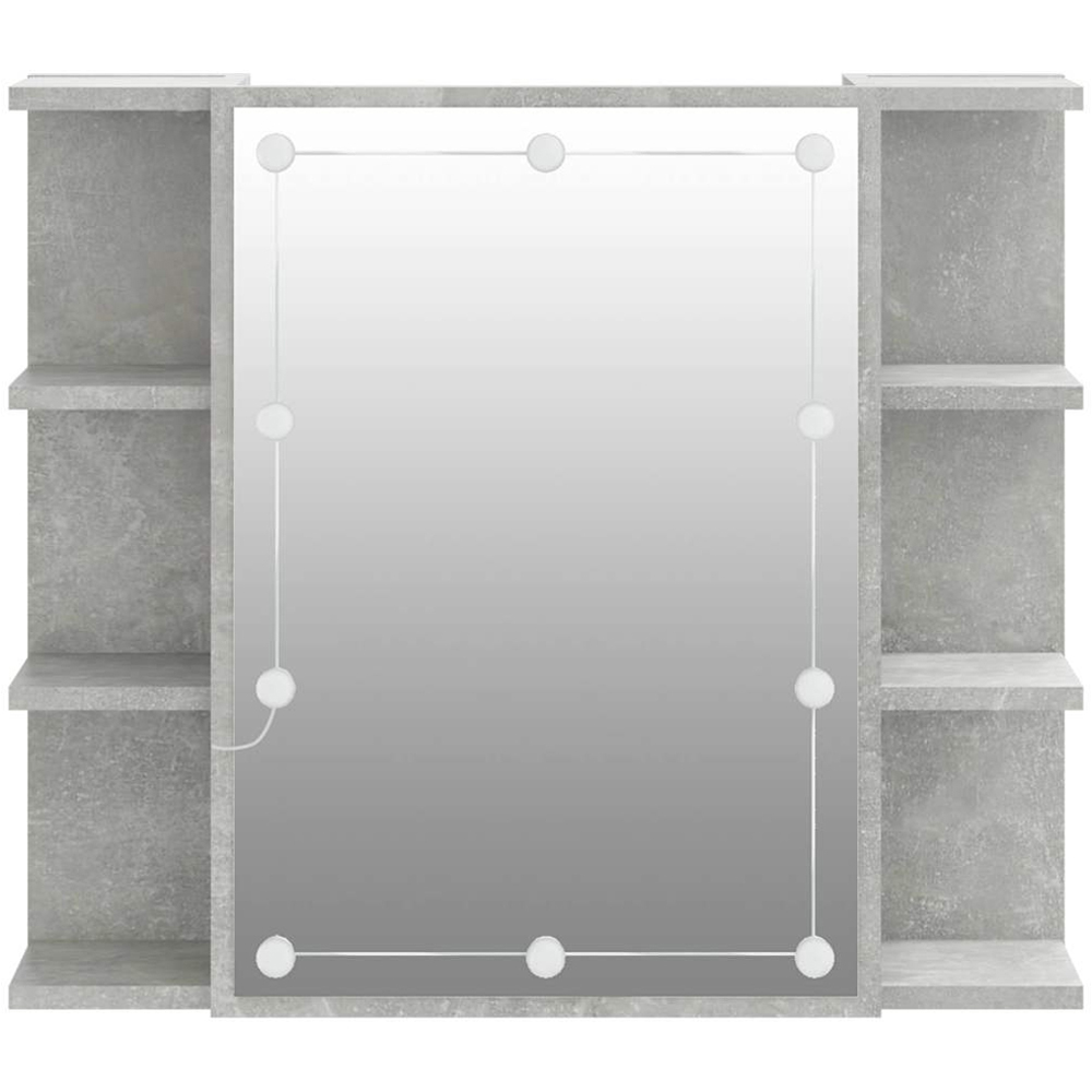 vidaXL Single Door 3 Shelf LED Concrete Grey Mirror Cabinet Image 3