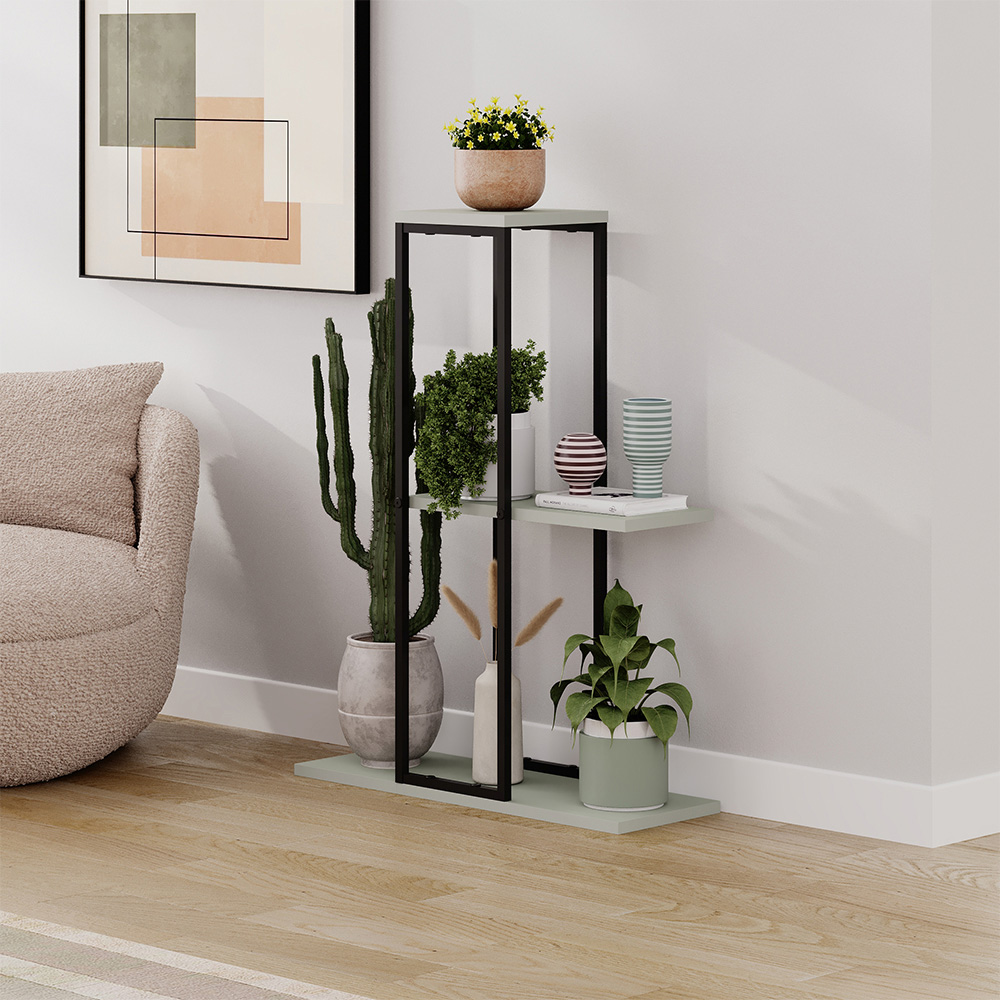 Decortie Vetra 3 Shelf Ash Green Plant Stand Image 3
