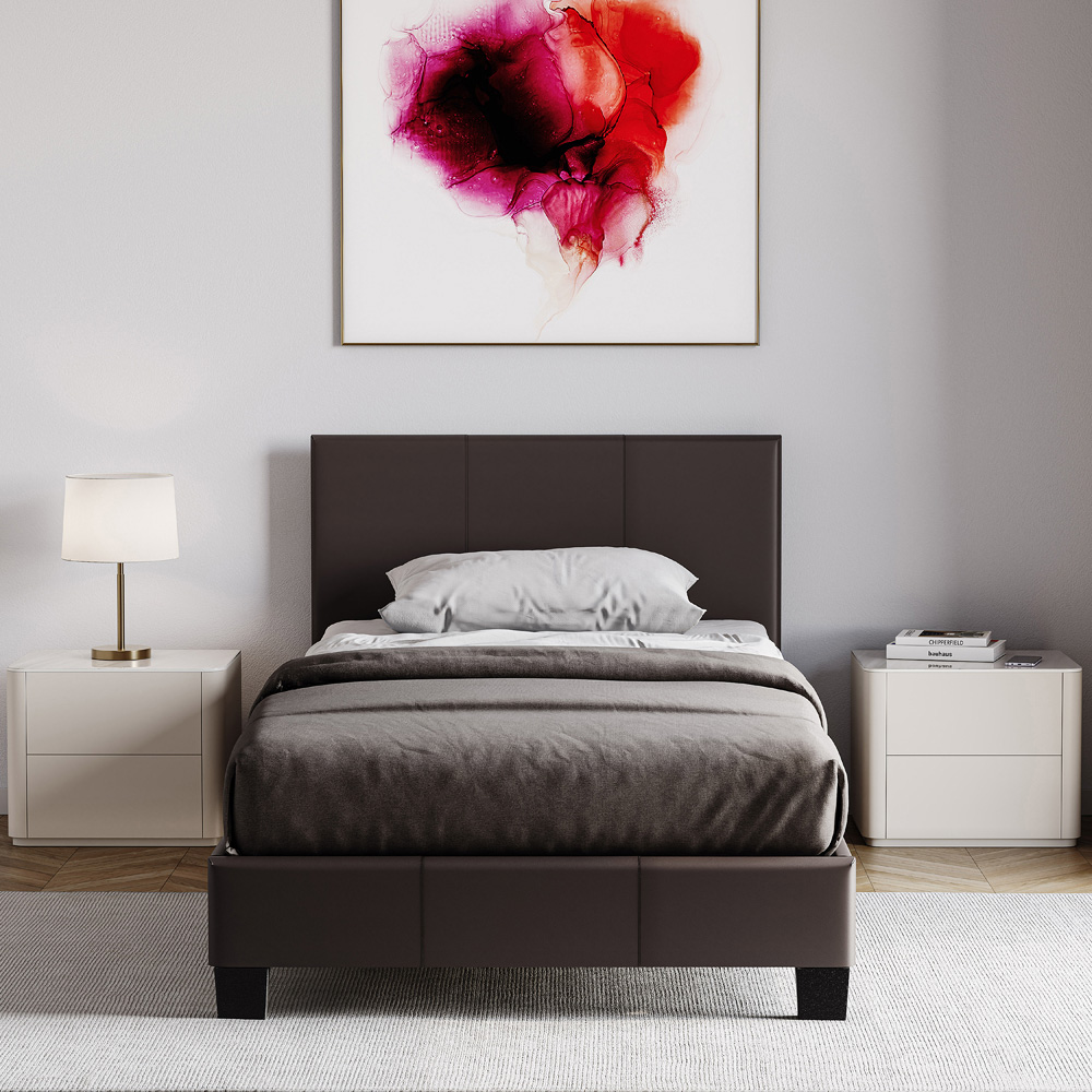 VIDA DESIGNS Lisbon Single Brown Faux Leather Bed Frame Image 3