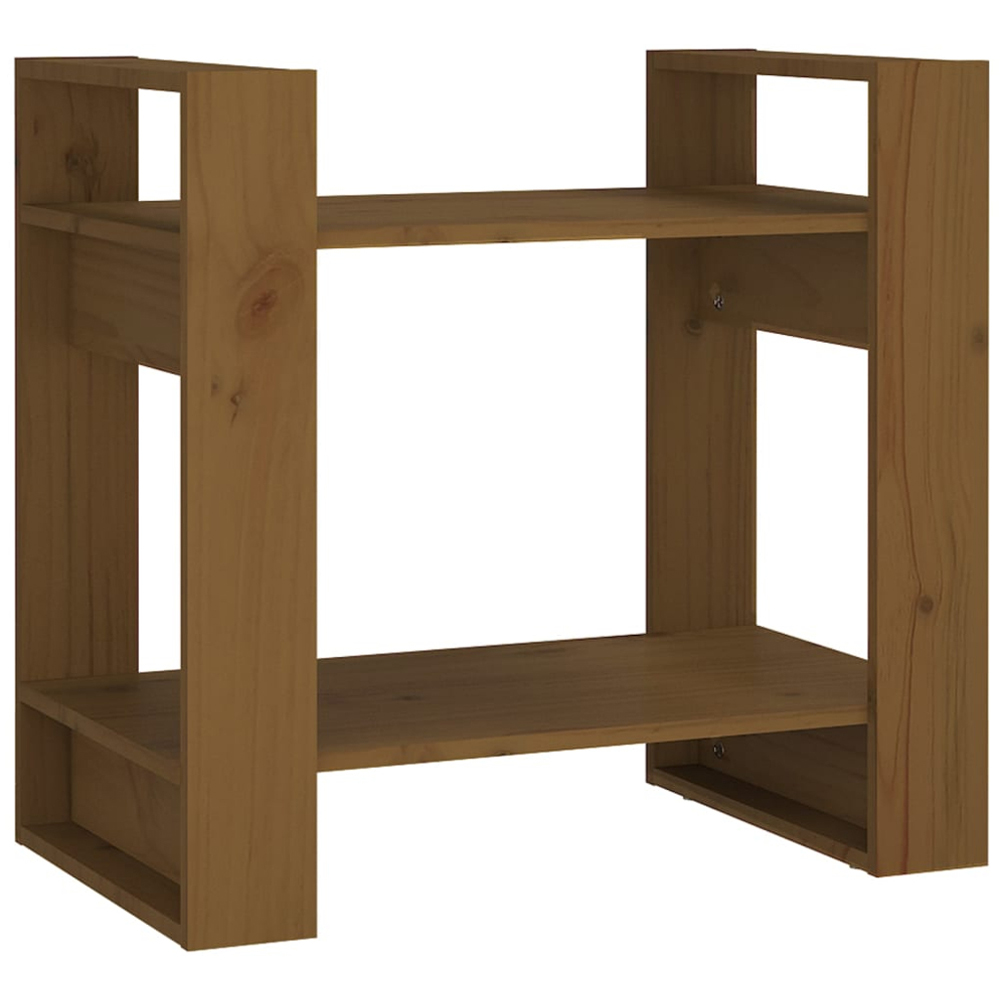 vidaXL 2 Shelf Honey Brown Solid Pine Wood Bookcase Image 2