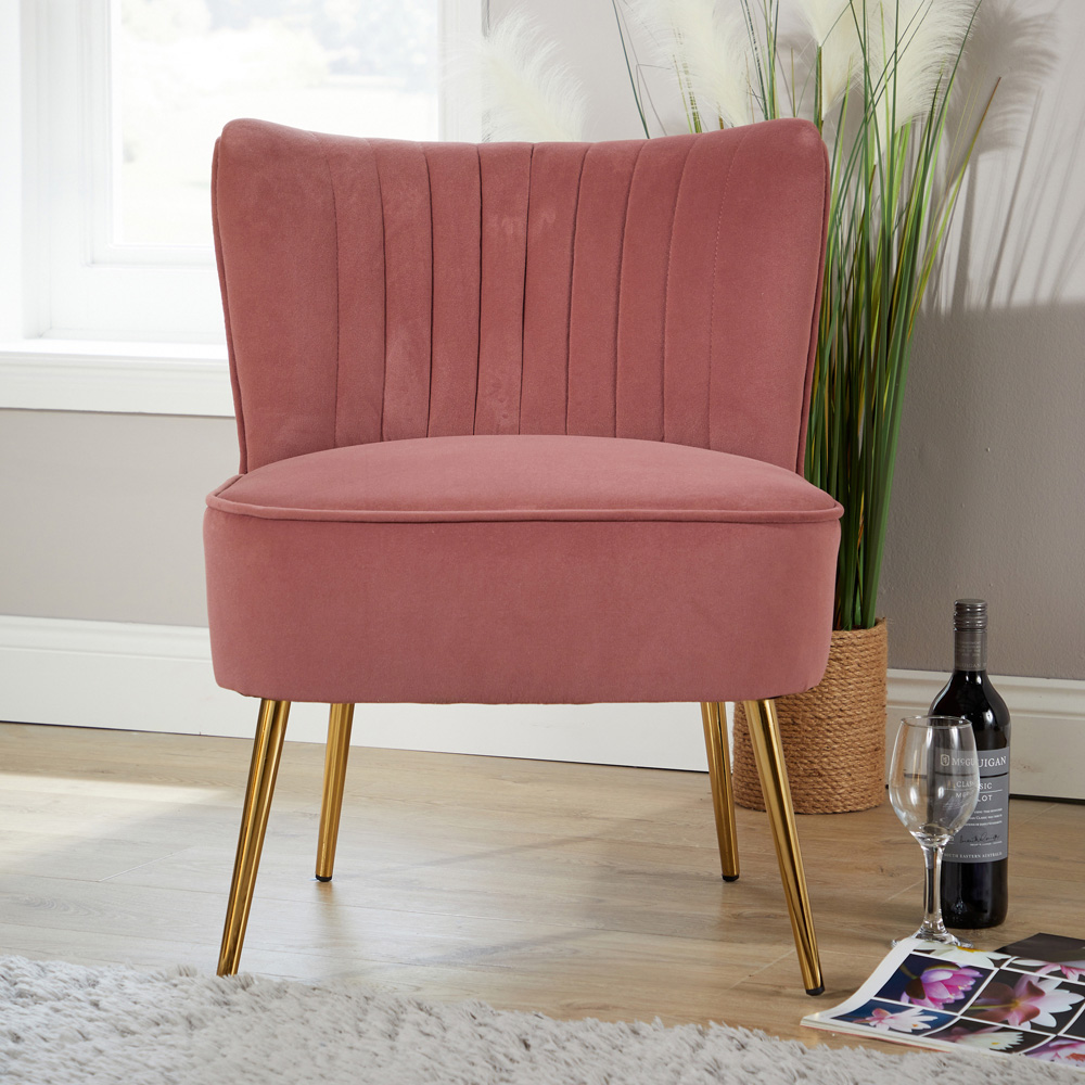 Home Source Danville Pink Velvet Armless Accent Chair Image 5