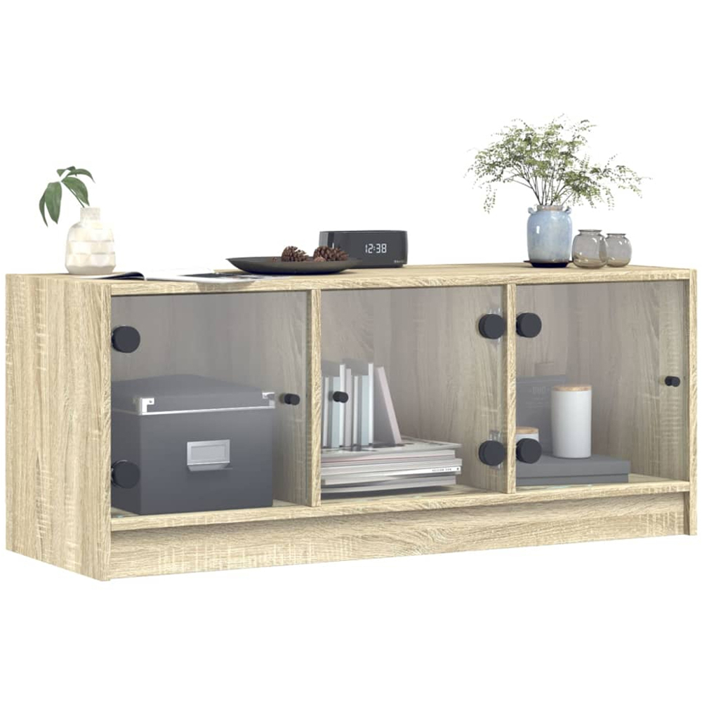 vidaXL 3 Glass Door Sonoma Oak TV Cabinet Image 4