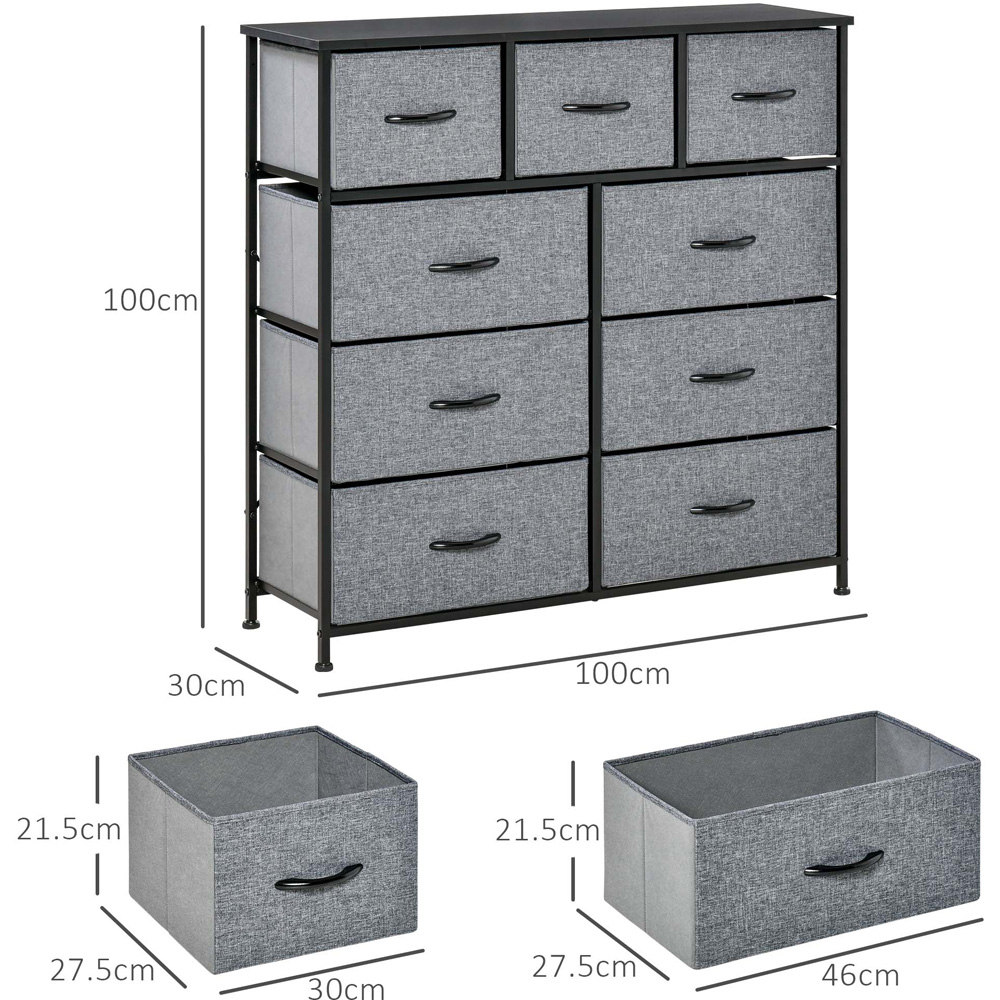 Portland 9 Fabric Drawer Grey Chest of Drawers Image 9