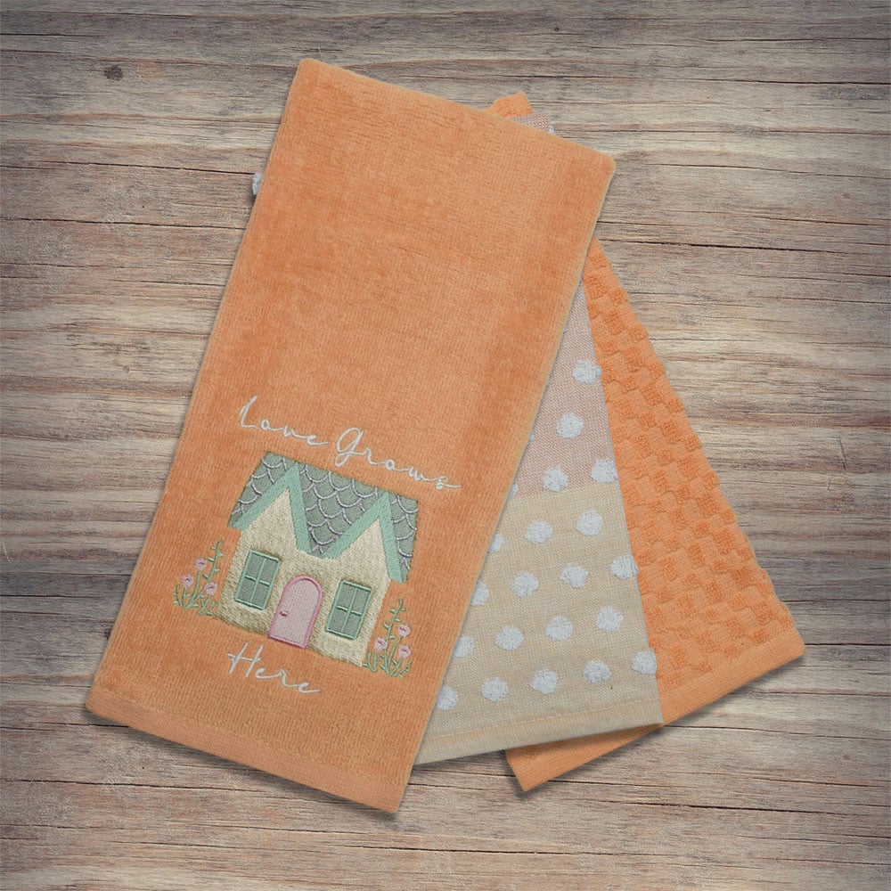 Kitchen Trends 3 Piece Love Grows Here Tea Towel Set Image 2