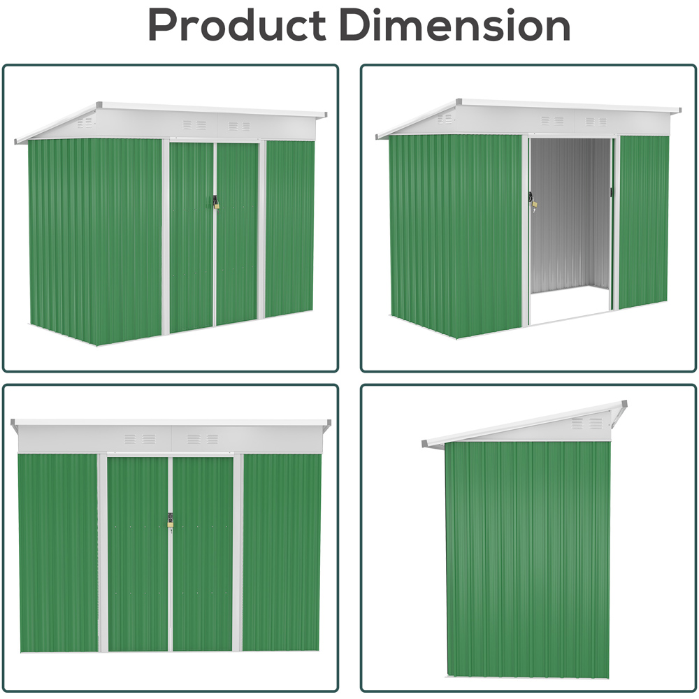 Outsunny 7.6 x 4.3ft Green Garden Metal Shed Image 4