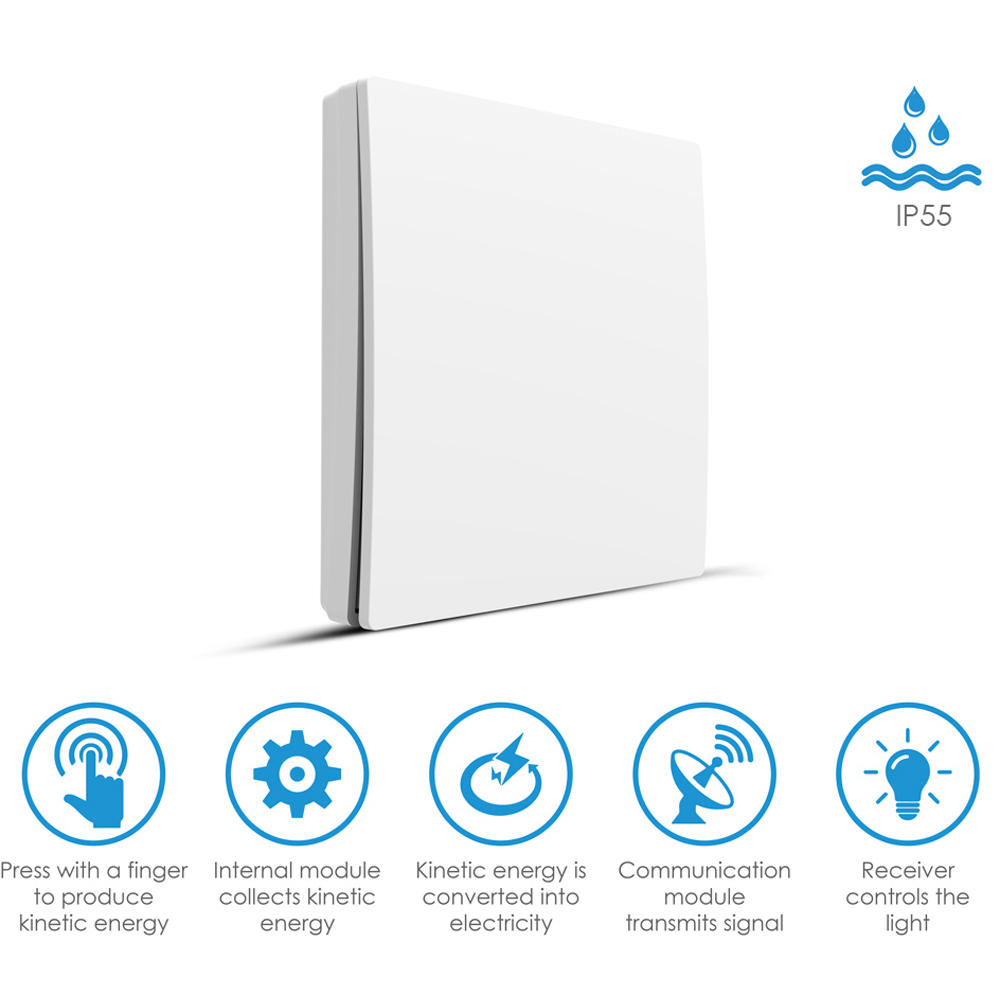 ENER-J 50W Wired LED Floodlight with 500W RF Receiver and 1Gang Wireless Kinetic Switch Image 7