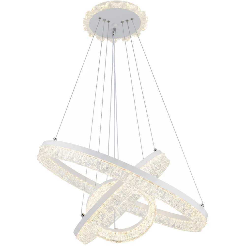 Living and Home White Interlocking Ring LED Pendant Light 60W Image 4