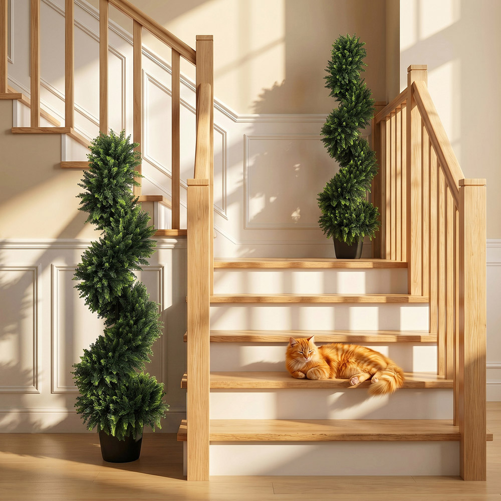 HOMCOM Artificial Spiral Cypress Trees in Pot with UV Protection 120cm 2 Pack Image 2