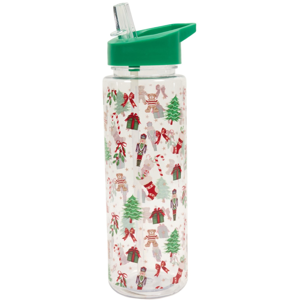 Christmas Print Bottle with Straw Image 3