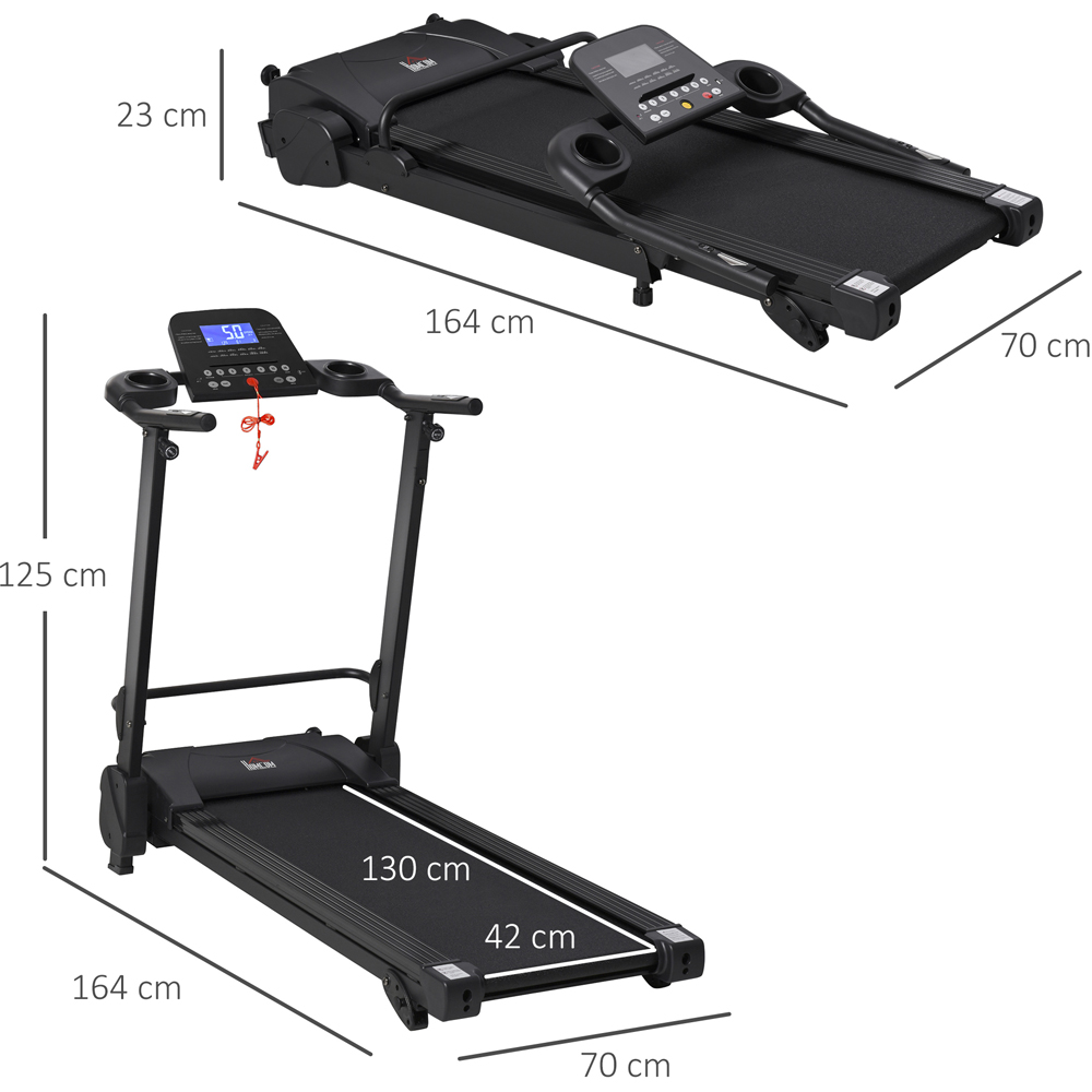 HOMCOM Black Foldable Motorised Treadmill with LCD and MP3 Player Image 8