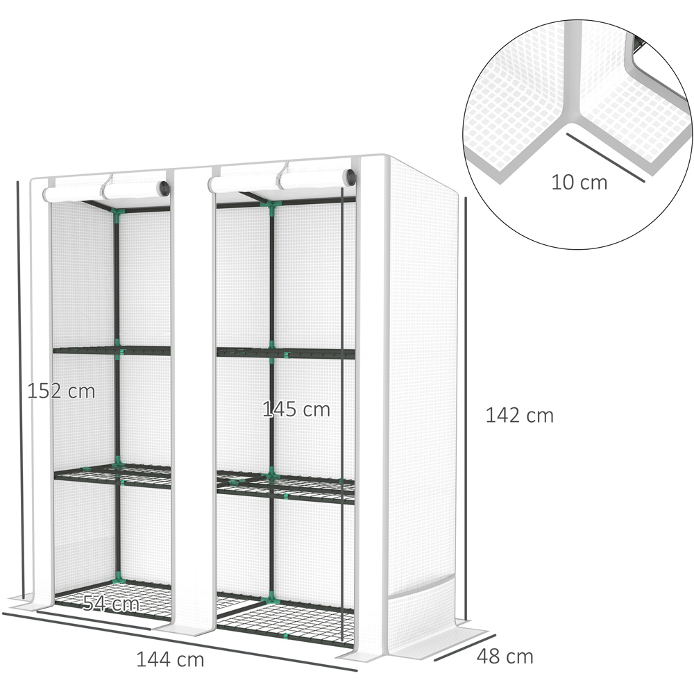 Outsunny White and Grey 3 Shelf PE Cover 4.7 x 1.5ft Lean To Mini Greenhouse Image 7