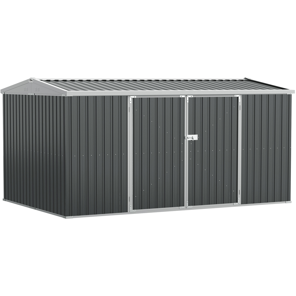 Outsunny 14 x 8ft Grey Metal Apex Garden Shed Image 1