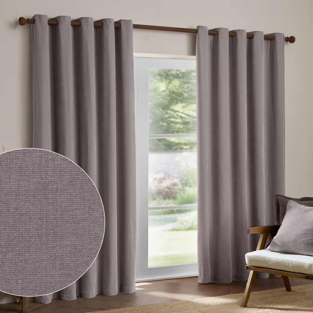 Yard Mauve Chenille Fully Lined Eyelet Curtains 229 x 183cm Image 2