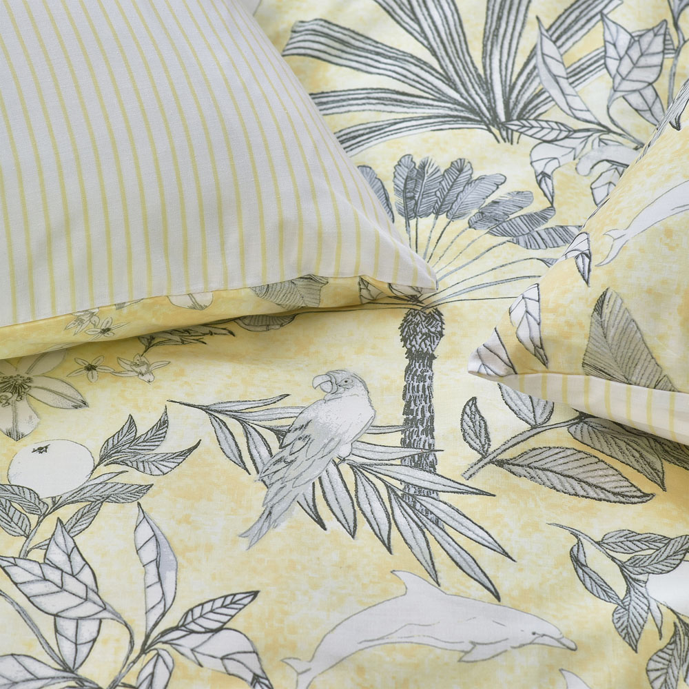 furn. Colony Palm King Size Yellow Botanical Duvet Cover Set Image 3