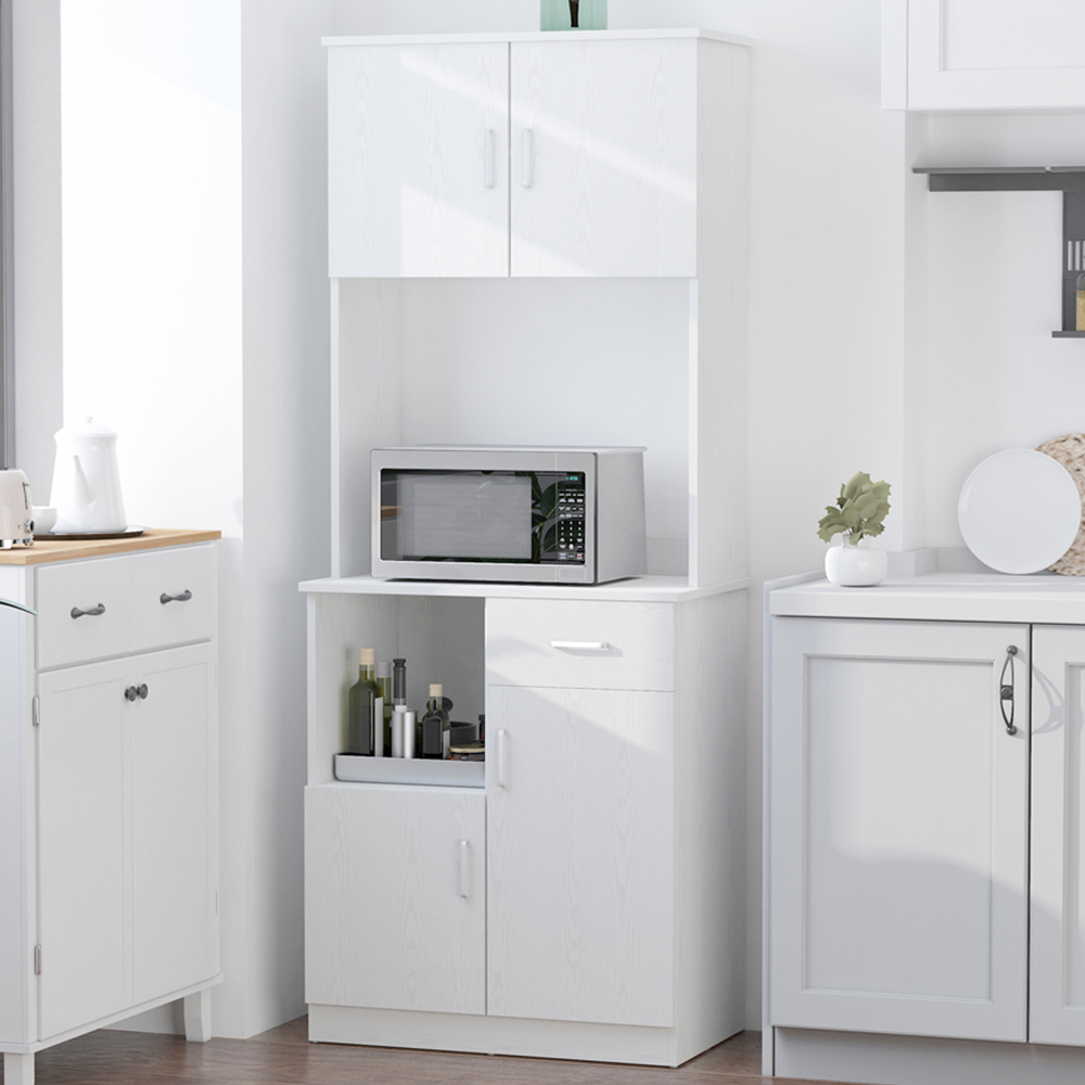 Portland 4 Door Single Drawer White Kitchen Storage Cabinet Image 1