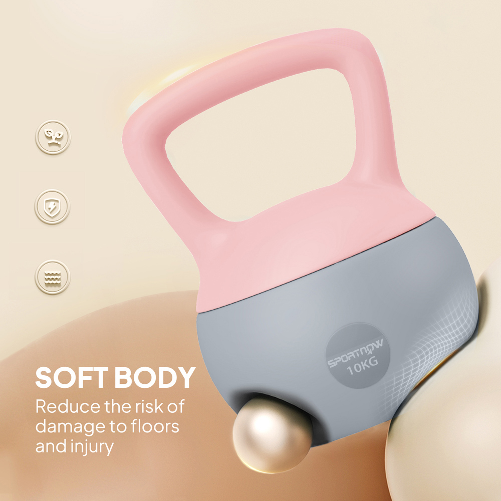 SPORTNOW Pink and Grey Kettlebell with Soft Body and Non-Slip Handle 10kg Image 7