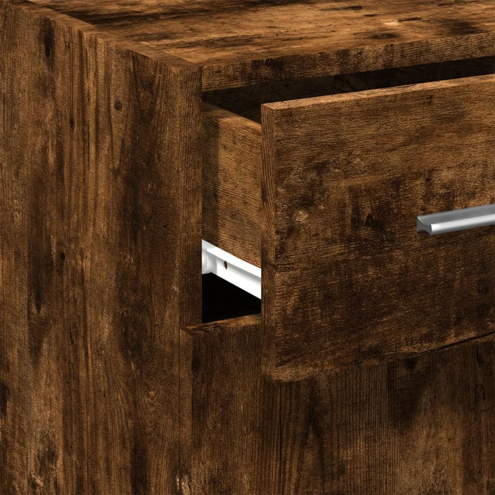 vidaXL Single Door Single Drawer Smoked Oak Sideboard Image 9