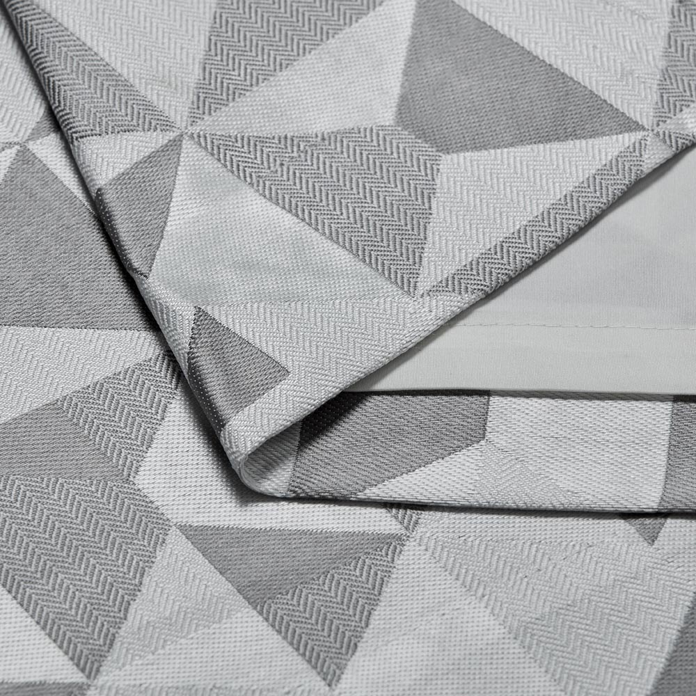 Alan Symonds Scandi Silver and Grey Jacquard Lined Ring Top Eyelet Curtains 167 x 183cm Image 3