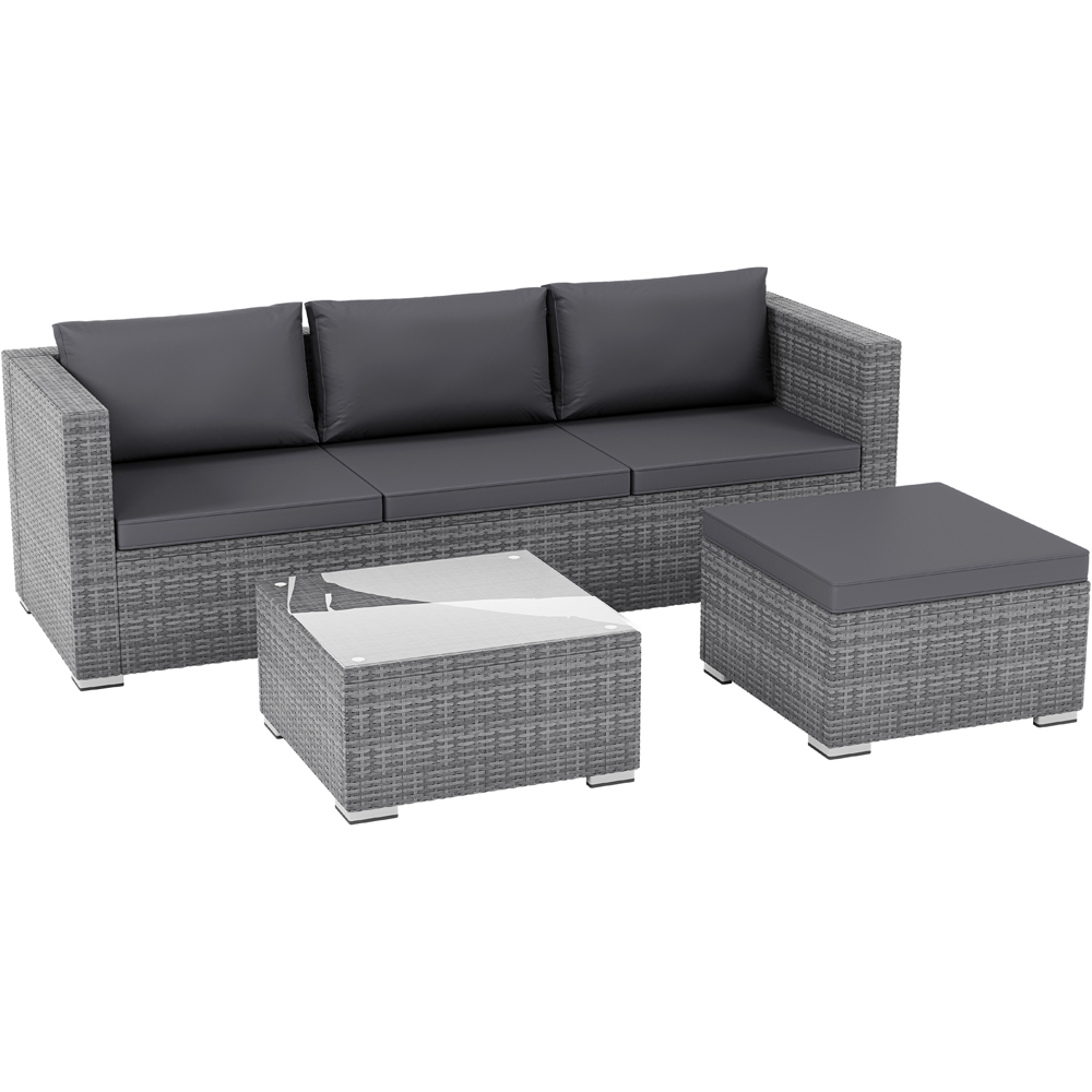 GARDEN VIDA Hampton 4 Seater Grey PE Rattan Garden Corner Lounge Set with Cover Image 2