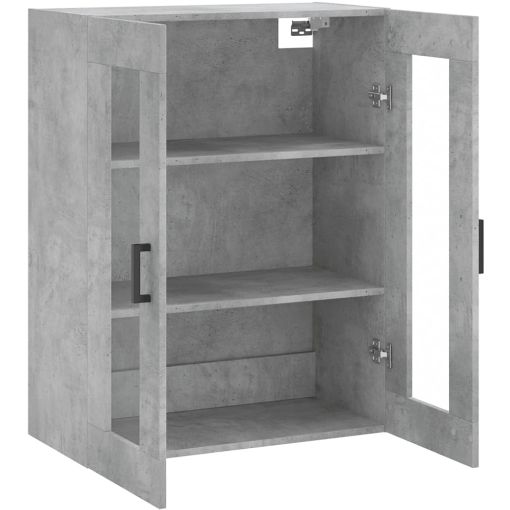 vidaXL 2 Glass Door Concrete Grey Wall Mounted Cabinet Image 6