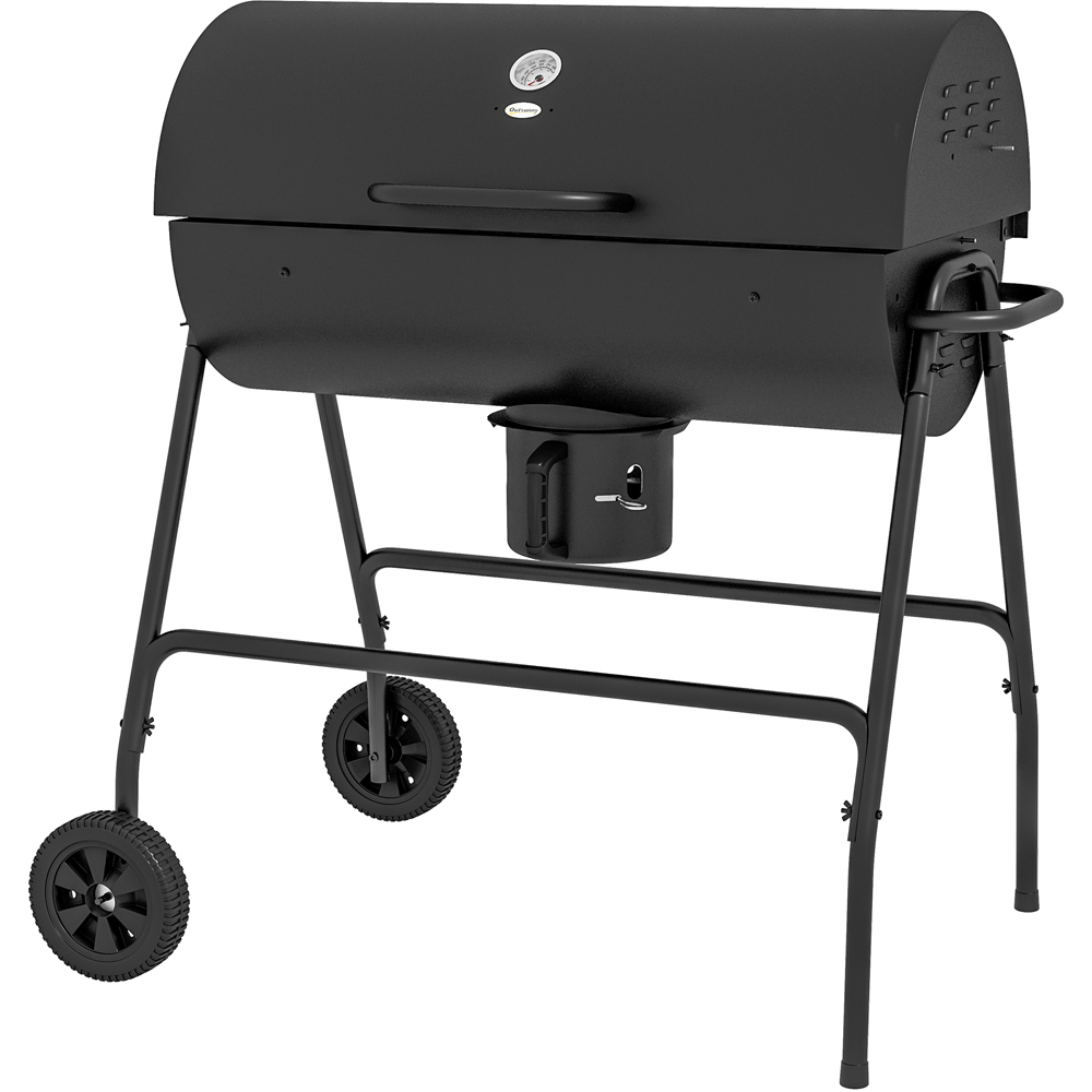 Outsunny Black Outdoor Wheeled Charcoal Barbecue Grill Trolley Image 1