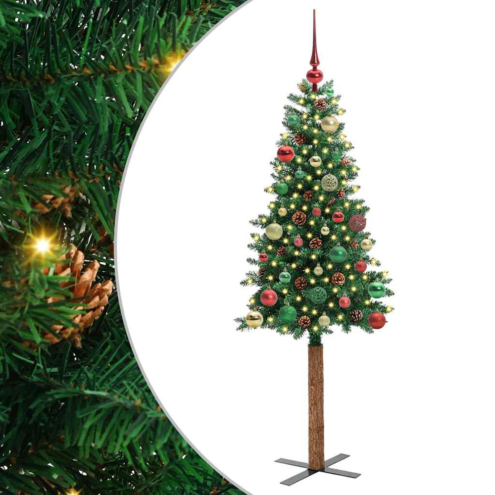 vidaXL Green Artificial Christmas Tree with Pinecones LEDs Multicolour Ornaments 5ft Image 2