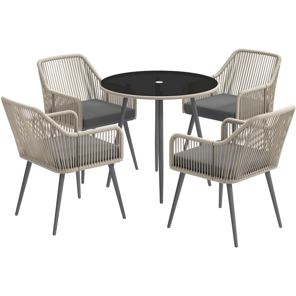 Outsunny 4 Seater Rattan Dining Set Light Brown Image 3