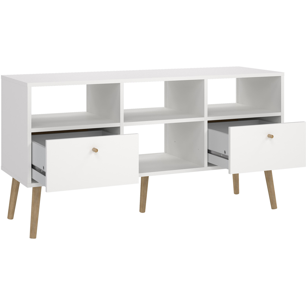 Florence Cumbria 2 Drawer 4 Shelf White TV Unit Image 3