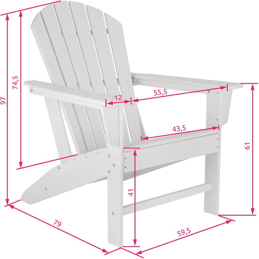 tectake Adirondack Design White Garden Chair Image 9
