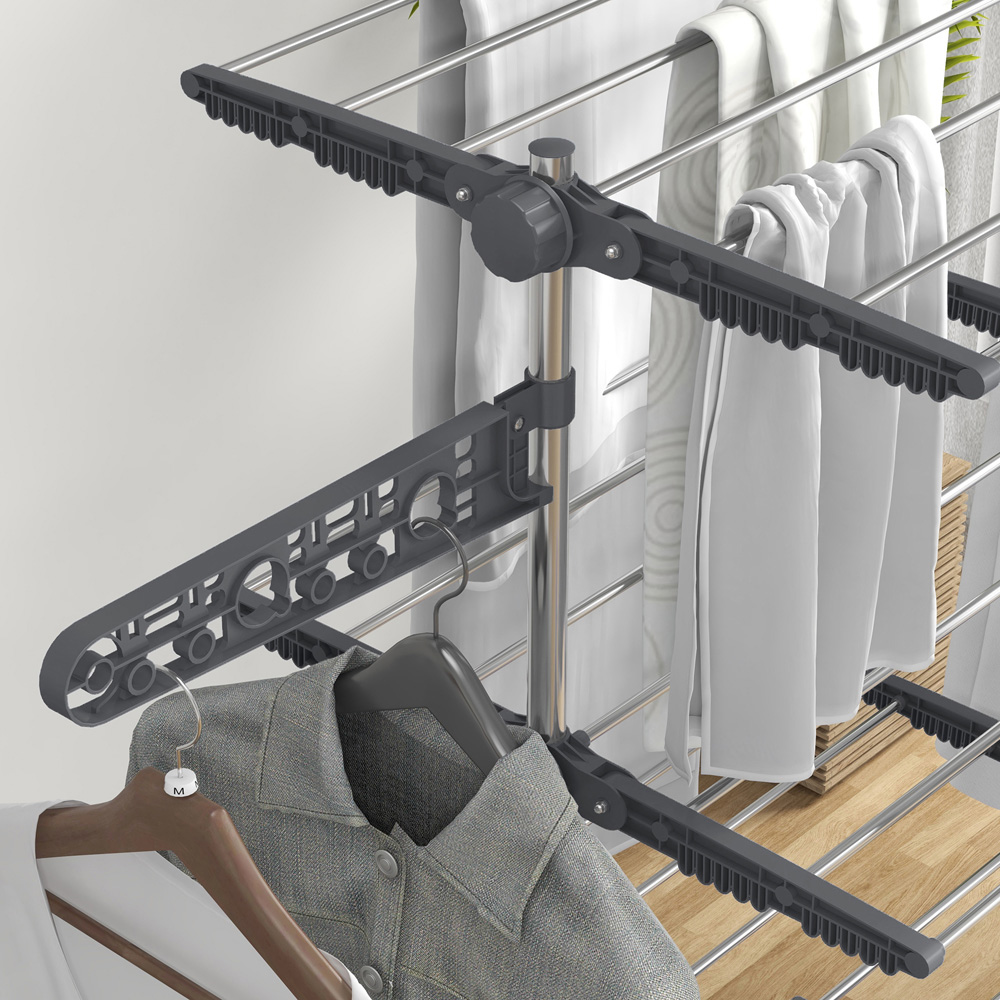 HOMCOM 4 Tier Grey Stainless Steel Clothes Airer Image 3