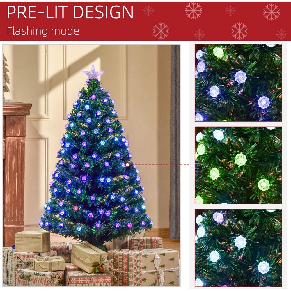 Everglow Fibre Optic LED Pre-Lit Green Artificial Christmas Tree 4ft Image 5
