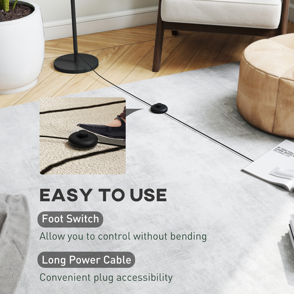 HOMCOM White 3D Printed Flowing Curve Shade Black Floor Lamp with 3 Colour Temperature Image 6