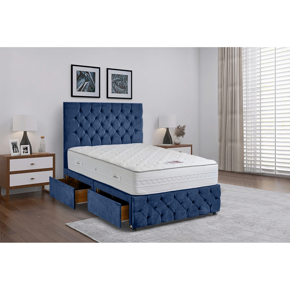 Eleganza Home Comfyzone Single Sapphire Plush Divan Bed with Chesterfield Headboard Image 2