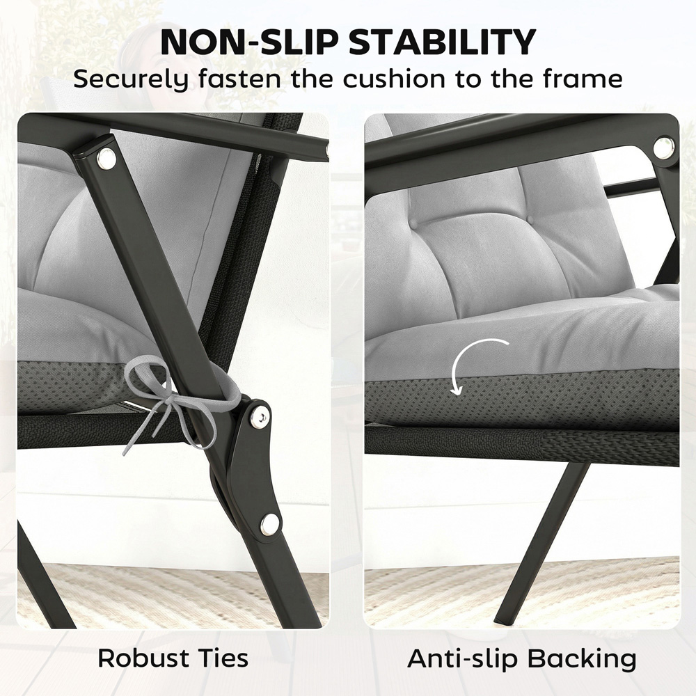 Outsunny Light Grey Waterproof Garden Chair Cushion 111.5 x 53cm 4 Pack Image 6