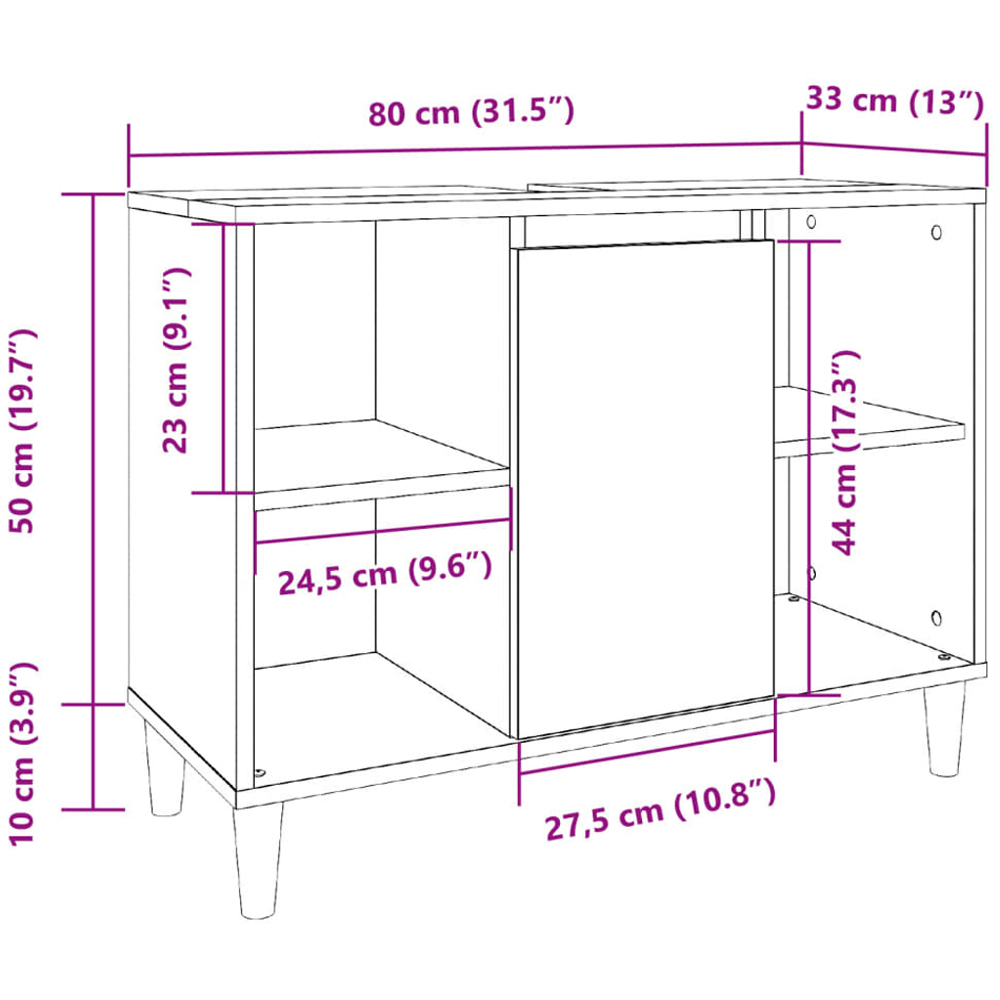 vidaXL Single Door 4 Shelf Grey Bathroom Cabinet Image 9