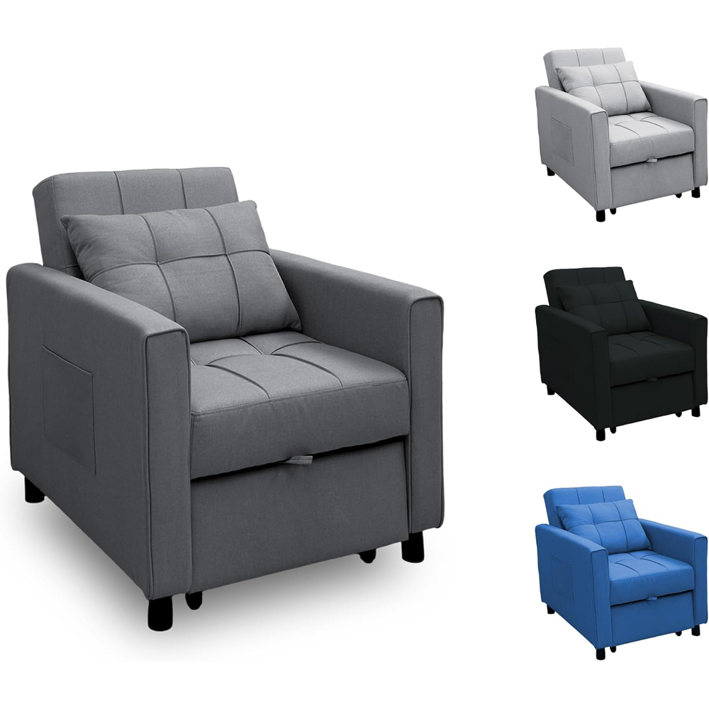 Alivio Singel Seater 3-in-1 Dark Grey Convertible Sofa Bed Chair Image 2