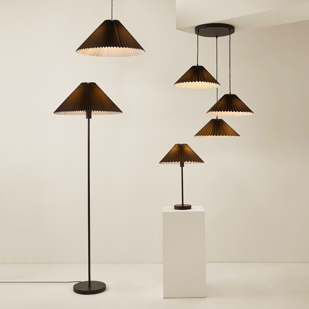 ValueLights Akira 3 Way Black Pleated LED Ceiling Pendant Light Image 7