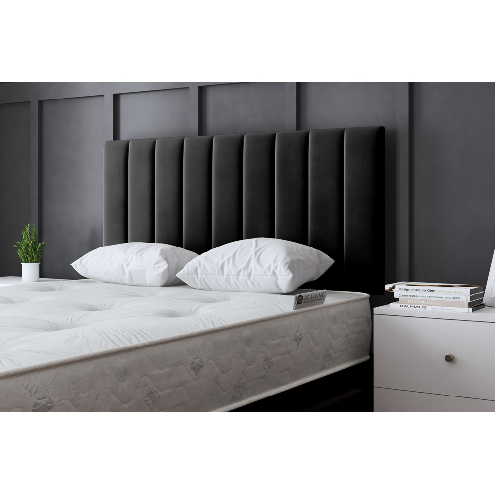 DS Living Amelia Super King Size Black Upholstered Panel Divan Bed with 2 Drawer Image 3