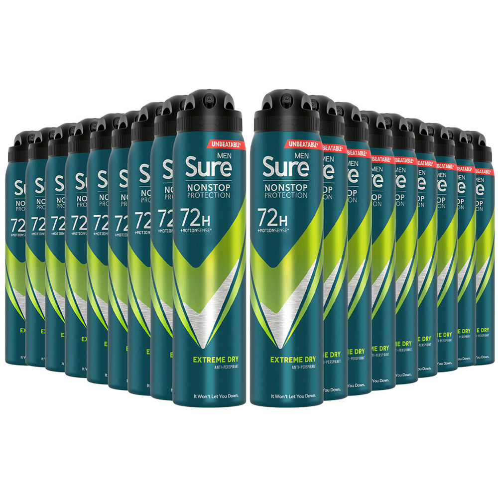 Sure Men 72H Non-Stop Protection Anti-Perspirant Extreme Dry Deodorant Spray 250ml 18 Pack Image 1