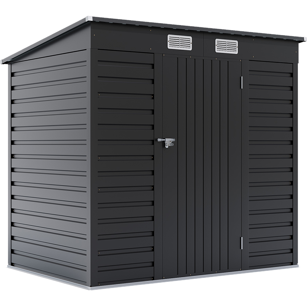 Living and Home 6.1 x 4ft Outdoor Galvanised Steel Storage Shed Black Image 1