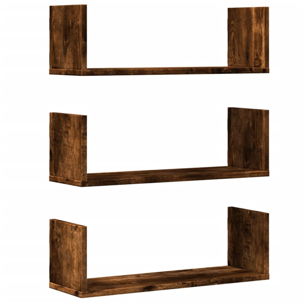 vidaXL 58 x 18 x 18cm Brown Floating Wall Shelf 3 Pack Image 3