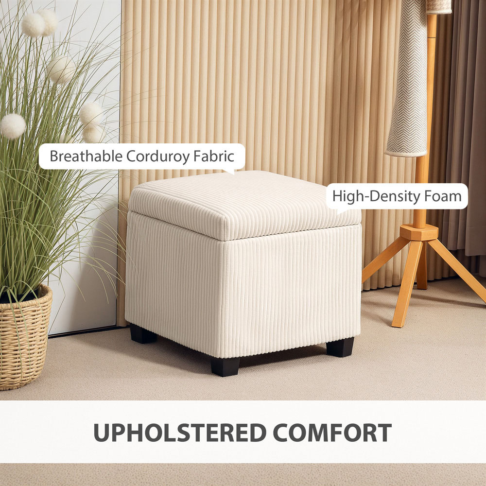 HOMCOM Beige Ottoman Footstool with Removable Lid Image 4
