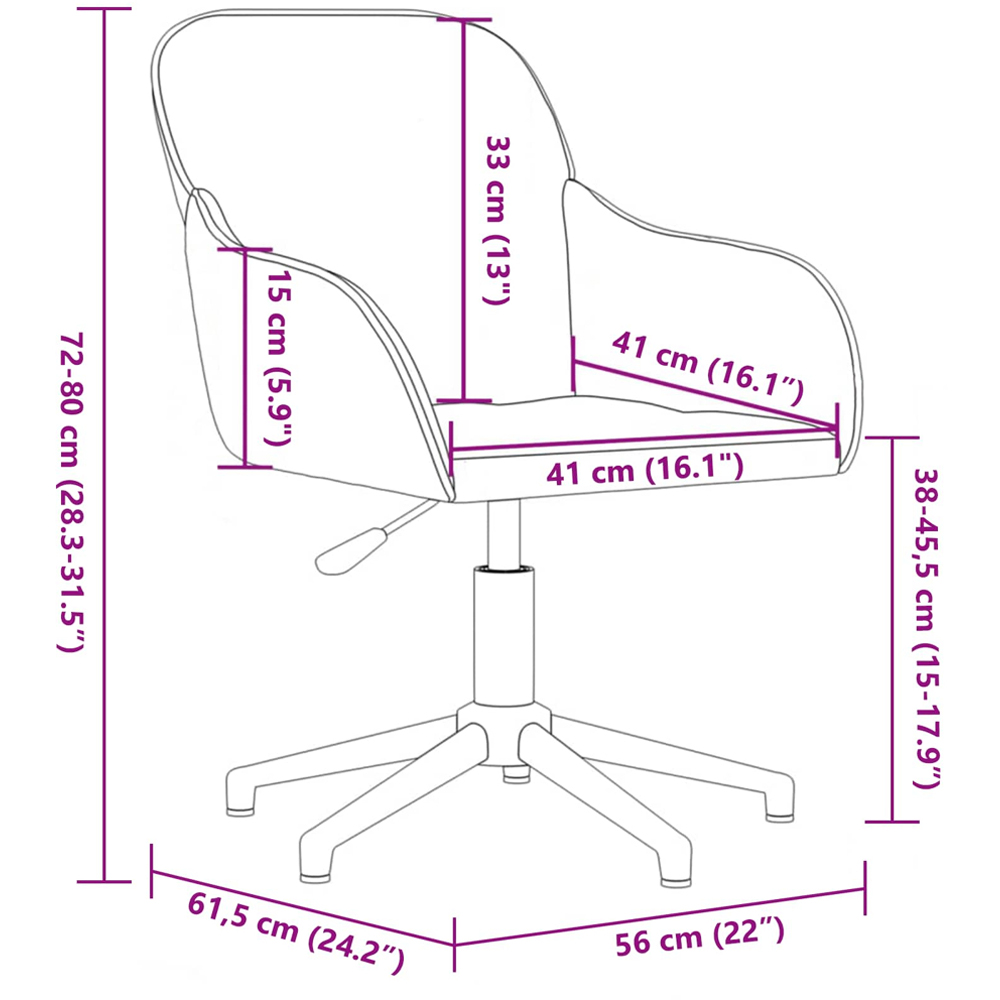 vidaXL Black Velvet Height-Adjustable Swivel Office Chair Image 8