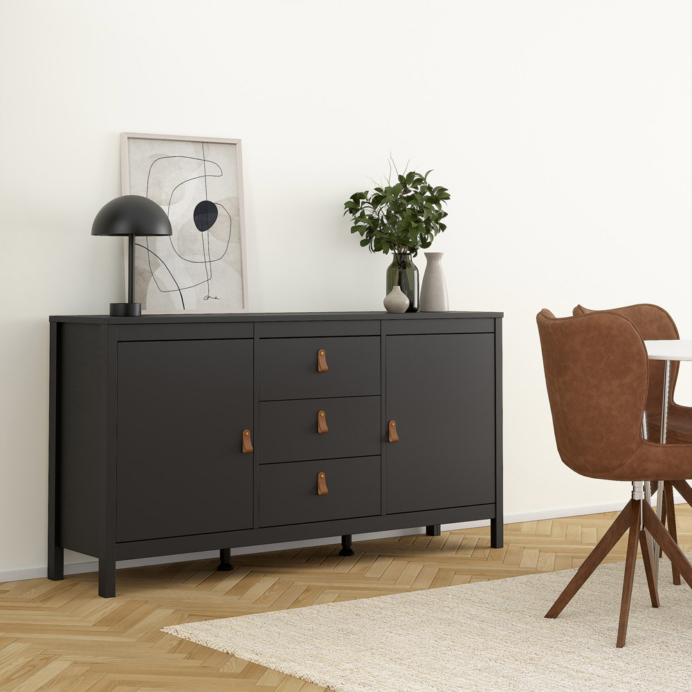 Florence Barcelona 2 Door 3 Drawer Matt Black Sideboard Image 5