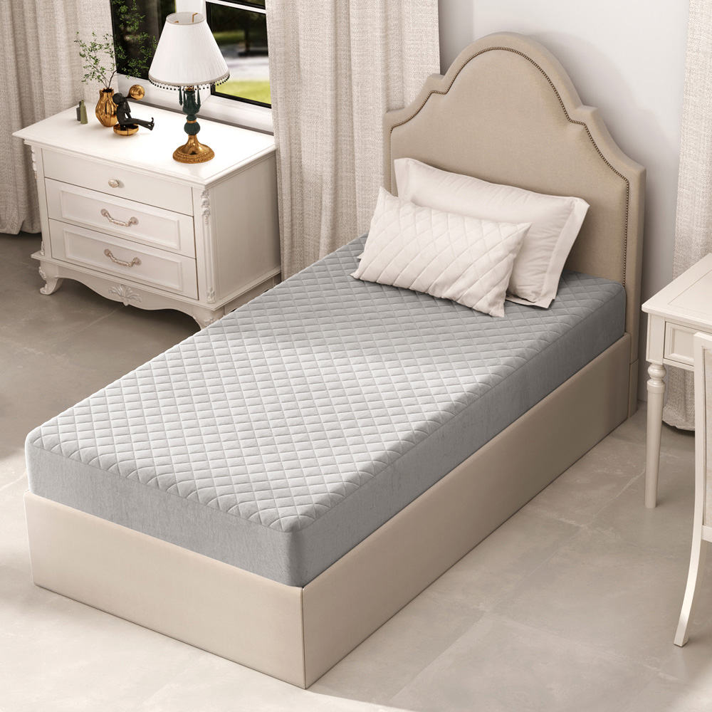 Costway Twin Size Grey Luxury Super Soft Velvet Mattress Protector Image 2