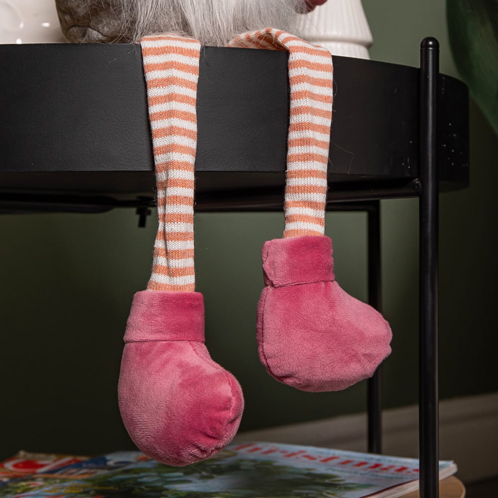 Samuel Alexander Pink and Grey Sitting Gonk Christmas Decoration with Snowflake Hat 71cm Image 5