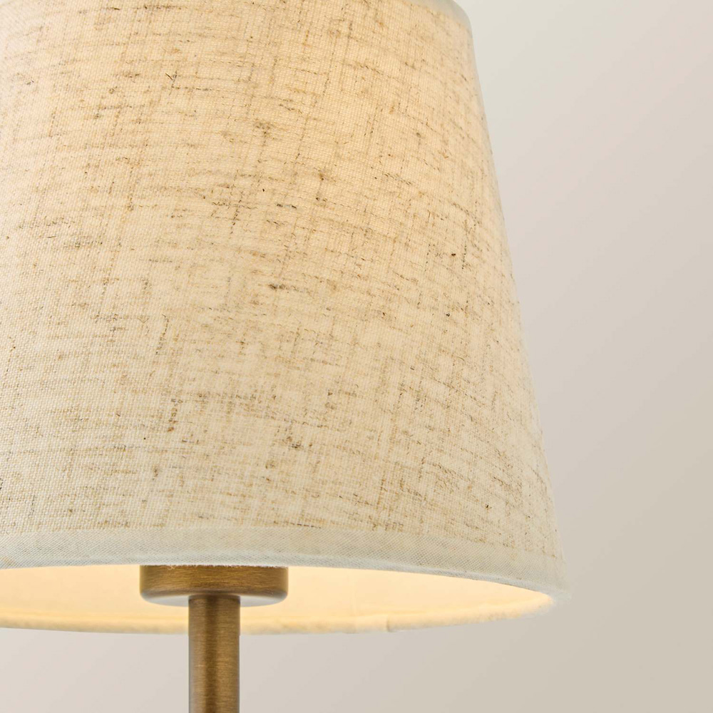 ValueLights Lowe Linen Tapered Shade Brass Portable Rechargeable Table Lamp with Bulb Image 4