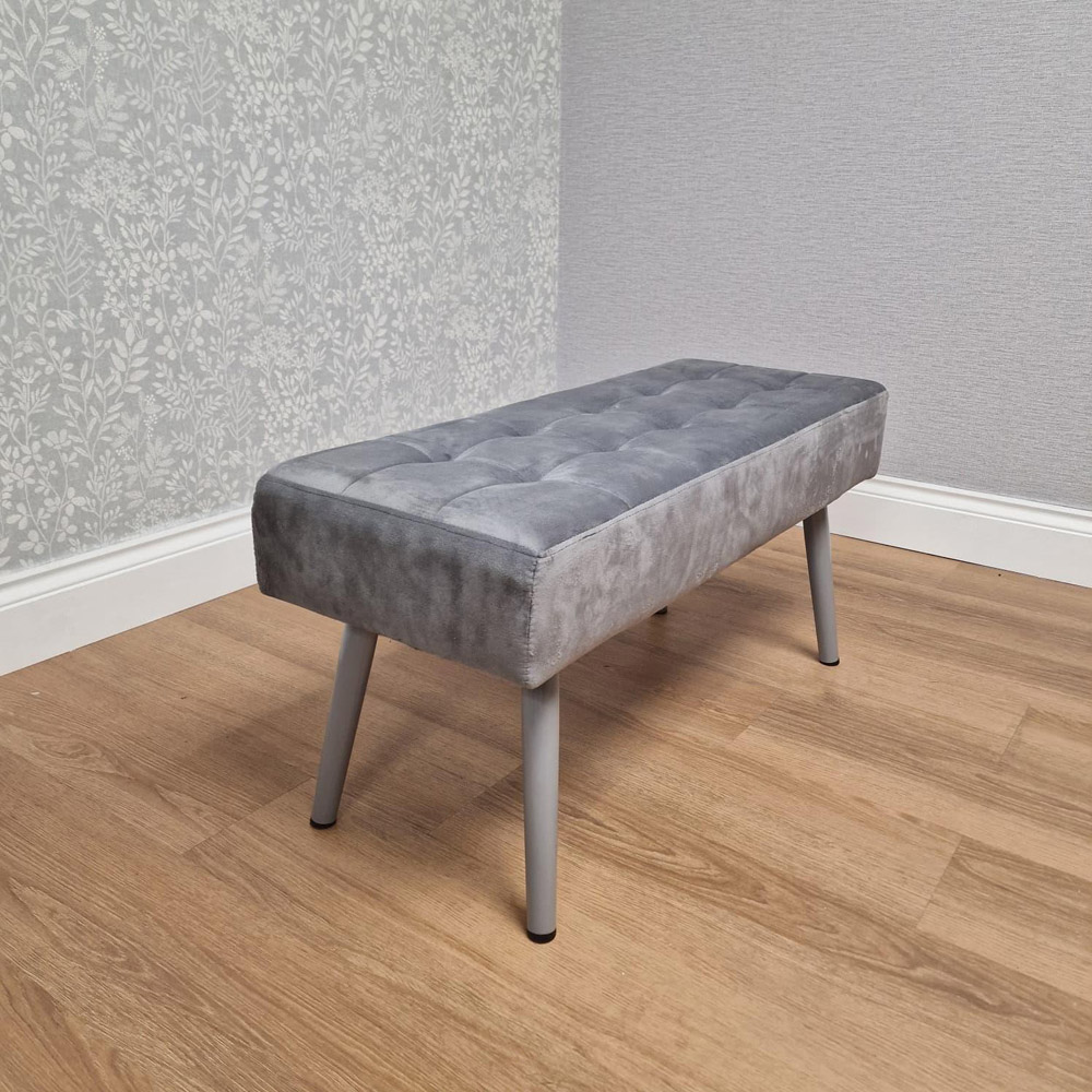 Kosy Koala 4 Seater Velvet Wooden Dining Set with Bench Grey Image 5