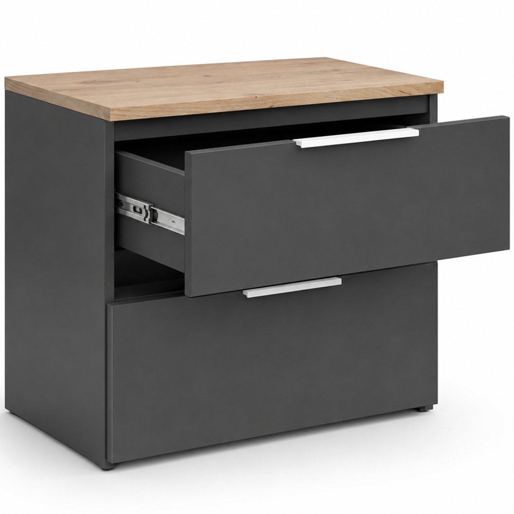 Shefa Line MODU 60 2 Drawer Graphite and Wotan Oak Chest of Drawers Image 3