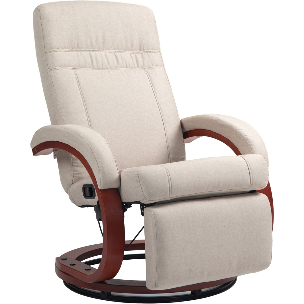 Portland Beige Swivel Manual Recliner Chair with Footrest Image 2